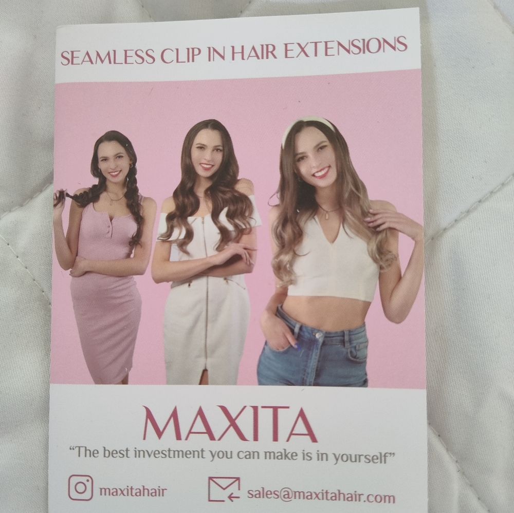 Maxita 100% Remy Human Hair 16" Extensions Jet Black Invisi Edge Clip Ins - Picture 13 of 16